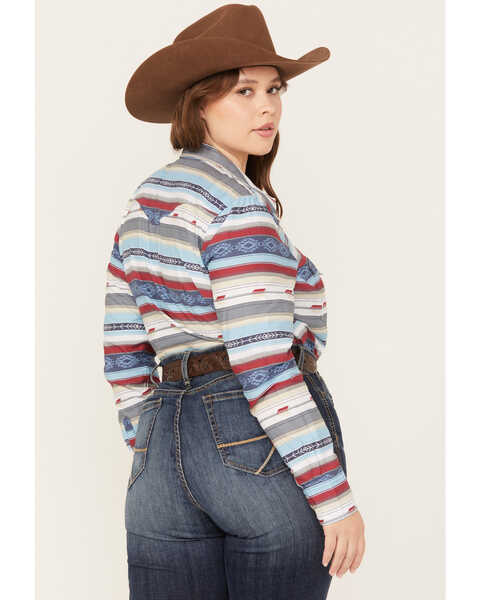 Image #4 - Roper Women's Southwestern Print Long Sleeve Snap Western Shirt - Plus, Multi, hi-res