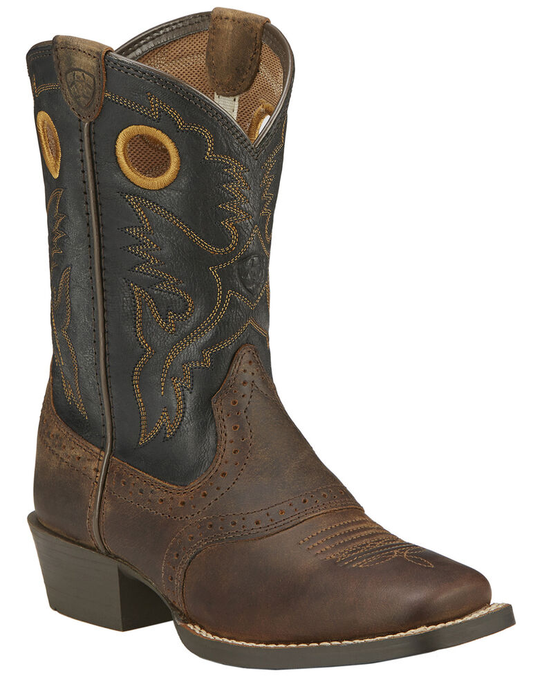 Ariat Boys' Roughstock Cowboy Boots - Square Toe, Brown, hi-res