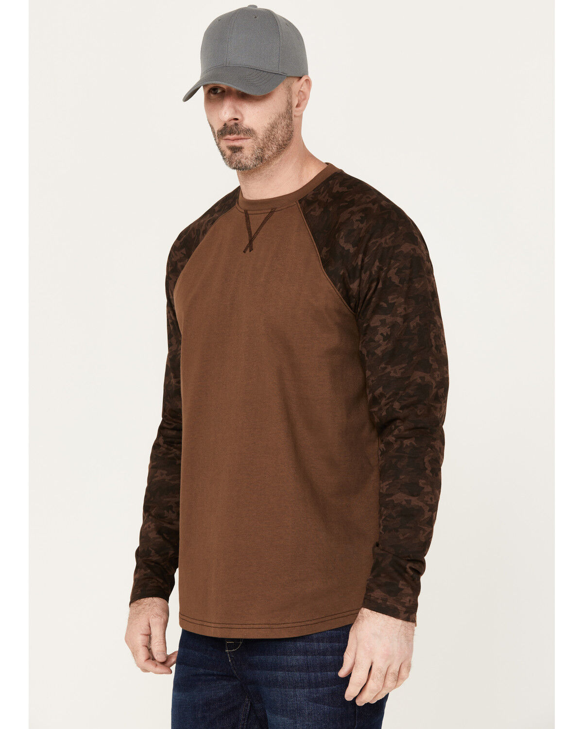 Image #2 - Cody James Men's Camo Color Block Long Sleeve Baseball Work T-Shirt, Brown, hi-res
