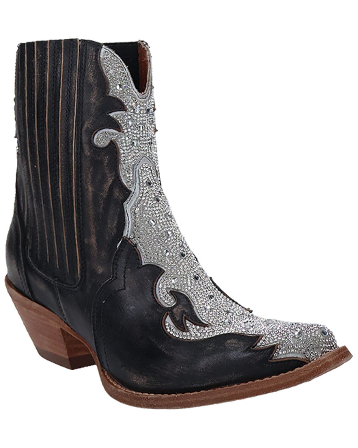 Image #1 - Dan Post Women's Lad Crystal Booties - Snip Toe, Black, hi-res