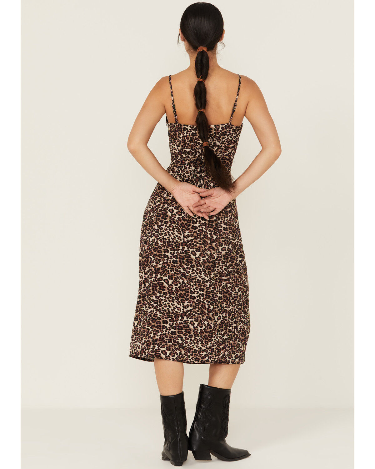 Image #4 - Originality Women's Leopard Print Midi Dress, Taupe, hi-res