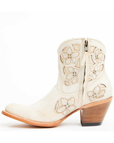Image #3 - Shyanne Women's Lily Floral Embroidered Western Fashion Booties - Round Toe , Off White, hi-res