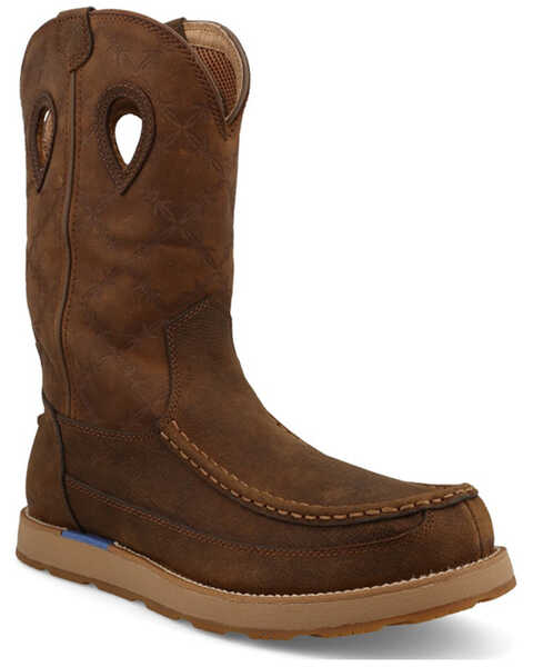Image #1 - Twisted X Men's Pull-On Wedge Sole Waterproof Work Boot - Soft Toe , Brown, hi-res