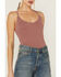 Image #3 - By Together Women's Ribbed Strappy Back Linen Cami , Mauve, hi-res
