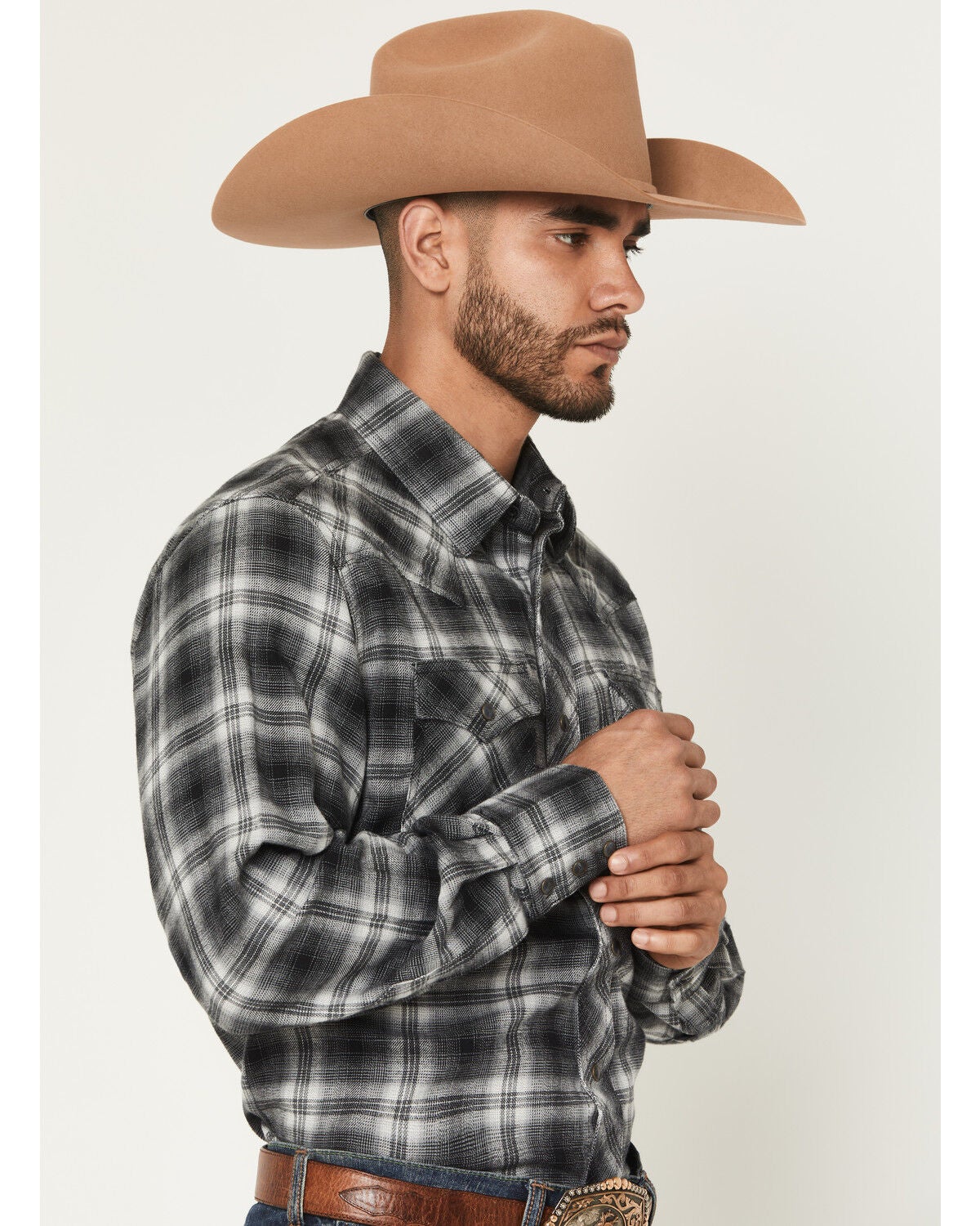 Image #2 - Wrangler Men's Plaid Print Long Sleeve Snap Flannel Shirt, , hi-res