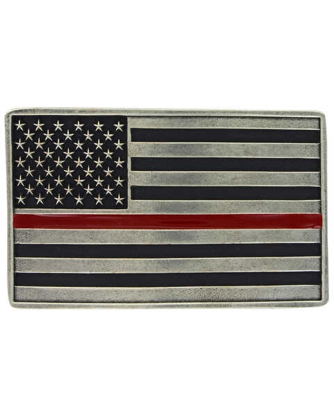 Image #1 - Montana Silversmiths Stand Behind The Red Line Attitude Buckle, Silver, hi-res