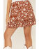 Image #2 - Shyanne Women's Floral Dot Print Button Front Skirt, Brown, hi-res