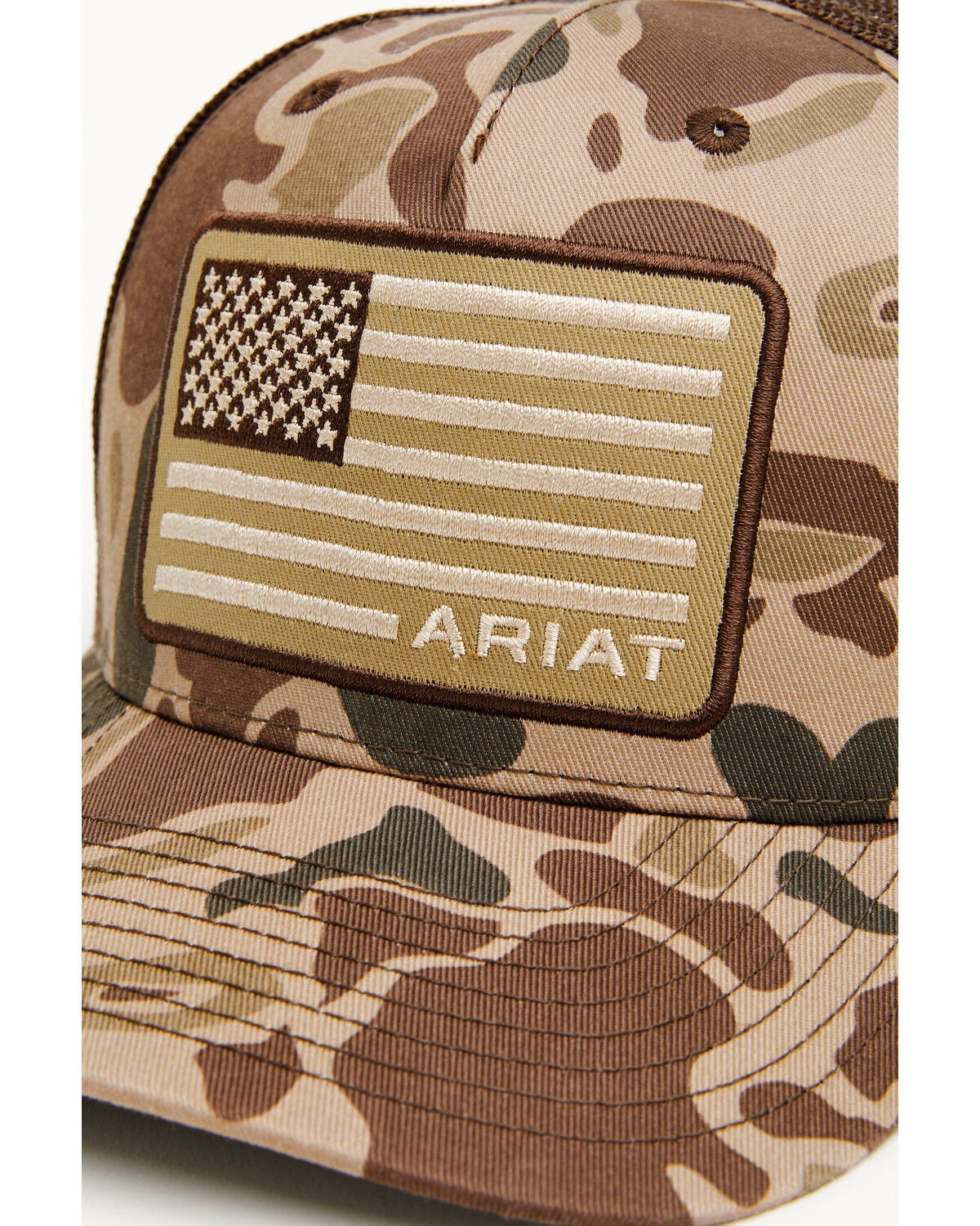 Image #2 - Ariat Men's Camo American Flag Patch Ball Cap, Camouflage, hi-res