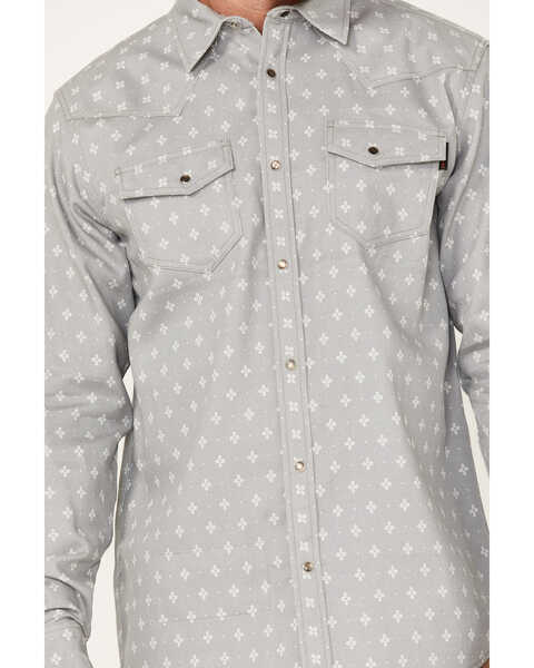 Image #3 - Cody James Men's FR Spaced Diamond Print Long Sleeve Snap Work Shirt - Tall , Grey, hi-res