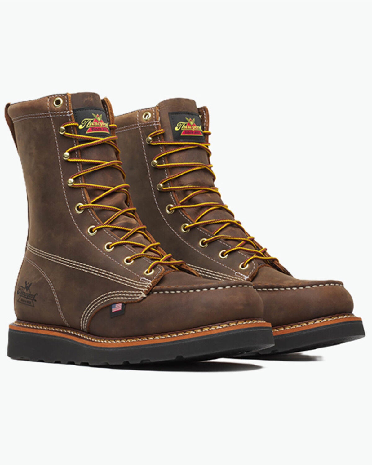 Thorogood Men's 8" American Heritage MAXWear Wedge&trade; Moc Work Boots - Soft Toe, Dark Brown, hi-res