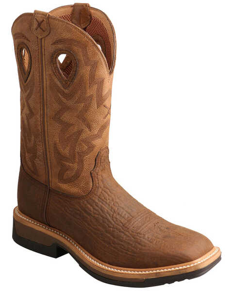 Twisted X Men's Lite Cowboy Western Work Boots - Broad Square Toe, Brown, hi-res