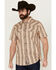 Image #1 - Moonshine Spirit Men's Victory Paisley Striped Short Sleeve Snap Western Shirt, Cream, hi-res