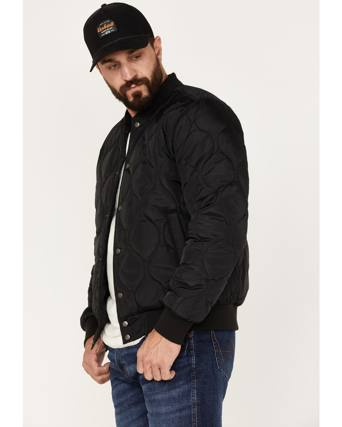 Image #2 - Brixton Men's Dillinger Quilted Bomber Jacket, Black, hi-res