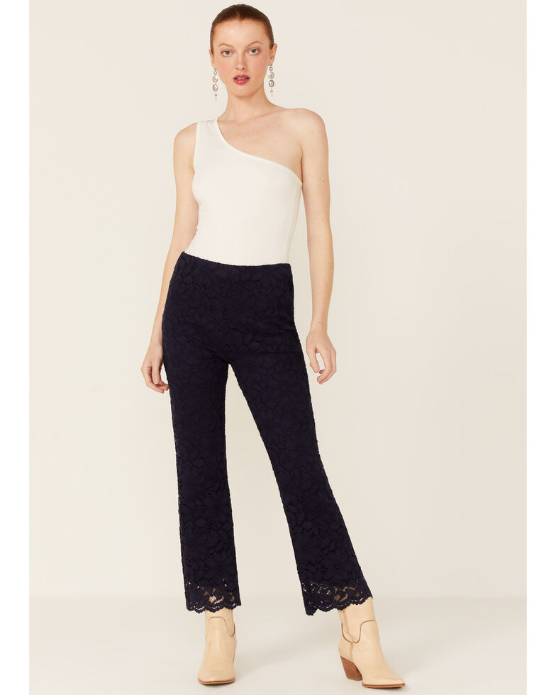 Free People Women's Disco Indigo Wild Laces Pull-On Flare Pants , Indigo, hi-res