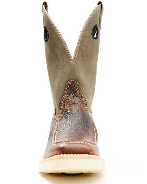 Image #4 - Double H Men's Domestic Roper Western Work Boots - Soft Toe, Brown, hi-res
