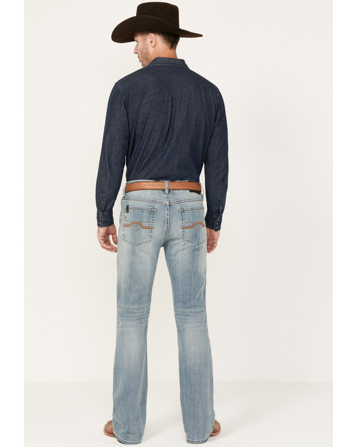 Image #3 - RANK 45® Men's Scoreline 4-Way Performance Stretch Slim Fit Bootcut Jeans, Blue, hi-res