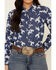 Cruel Girl Women's Denim All-Over Bronco Print Long Sleeve Western Core Shirt , Blue, hi-res