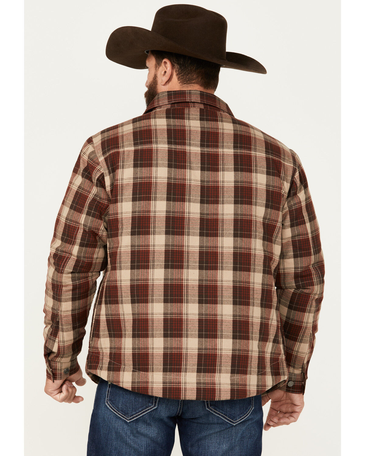 Image #4 - Justin Men's Jackson Plaid Print Snap Shacket, Rust Copper, hi-res