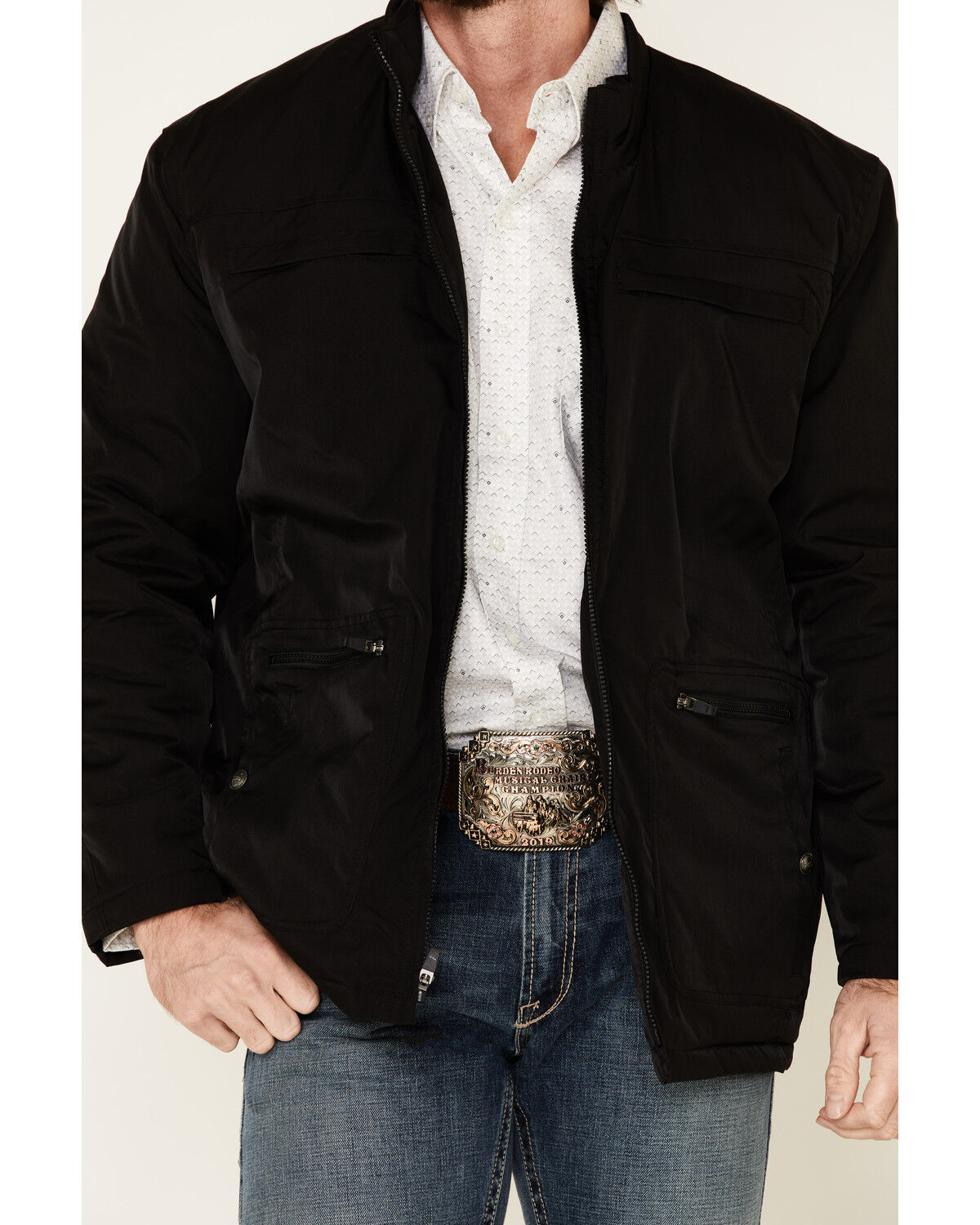 Image #3 - Cripple Creek Men's Black Nylon CC Barn Coat, Black, hi-res