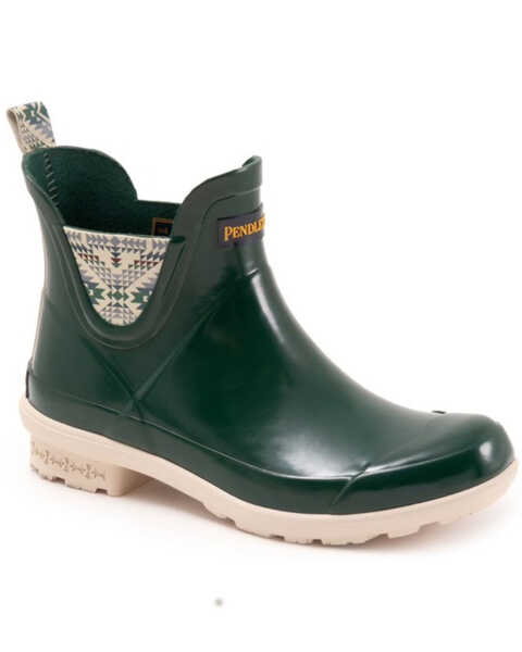 Pendleton Women's Smith Rock Gloss Chelsea Rain Boots - Round Toe, Green, hi-res