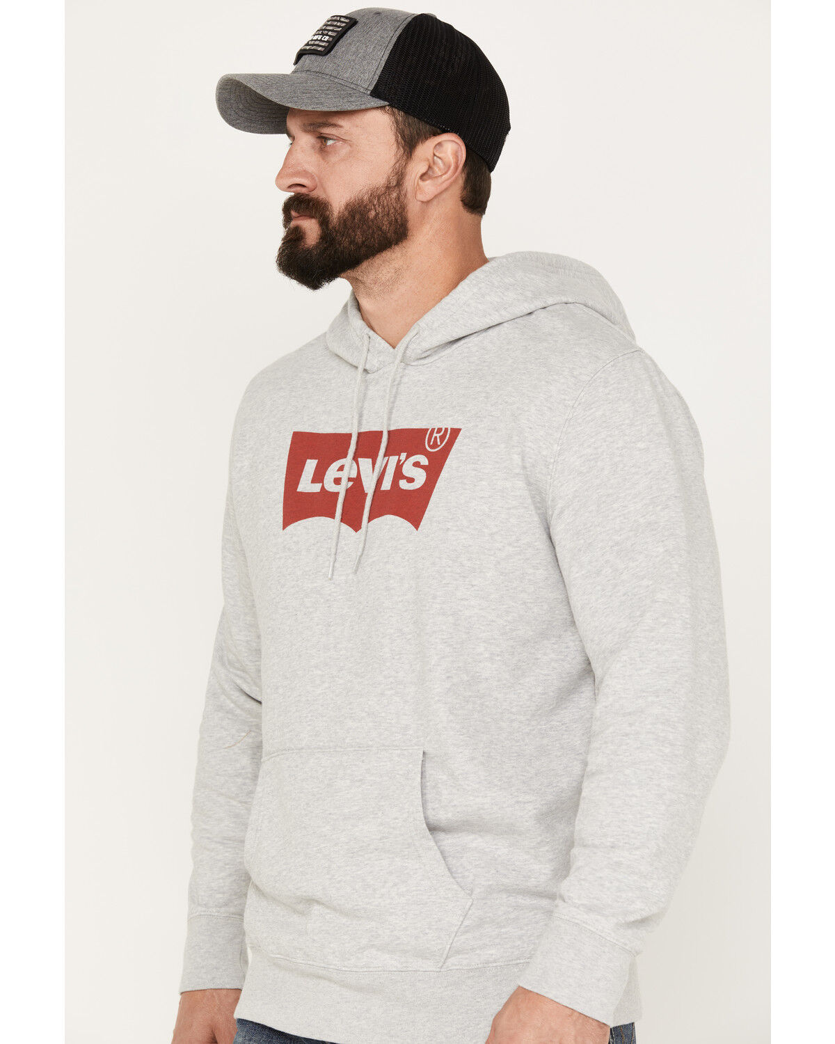 Image #2 - Levi's Men's Logo Hooded Sweatshirt, Light Grey, hi-res