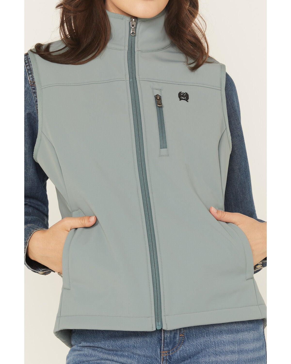 Image #3 - Cinch Women's Windproof Softshell Vest, Green, hi-res