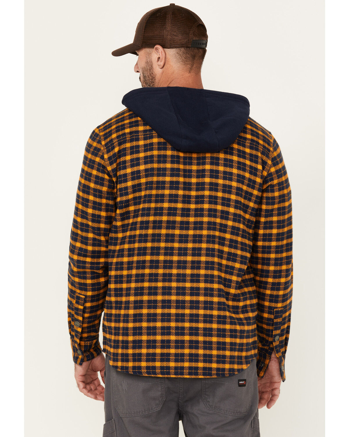Image #4 - Hawx Men's Jacob Plaid Print Long Sleeve Hooded Flannel Shirt, Navy, hi-res