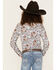 Image #4 - Shyanne Girls' Ditsy Floral Print Long Sleeve Western Pearl Snap Shirt, Ivory, hi-res