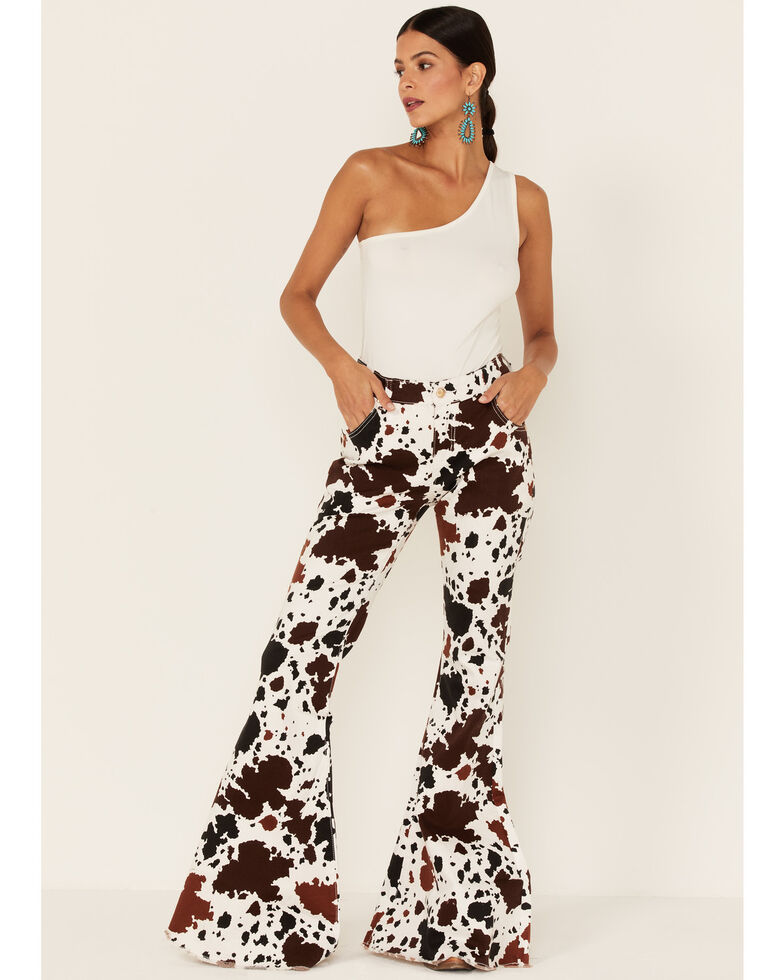 Ranch Dress'n Women's Cattle Drive Flared Jeans, Brown, hi-res