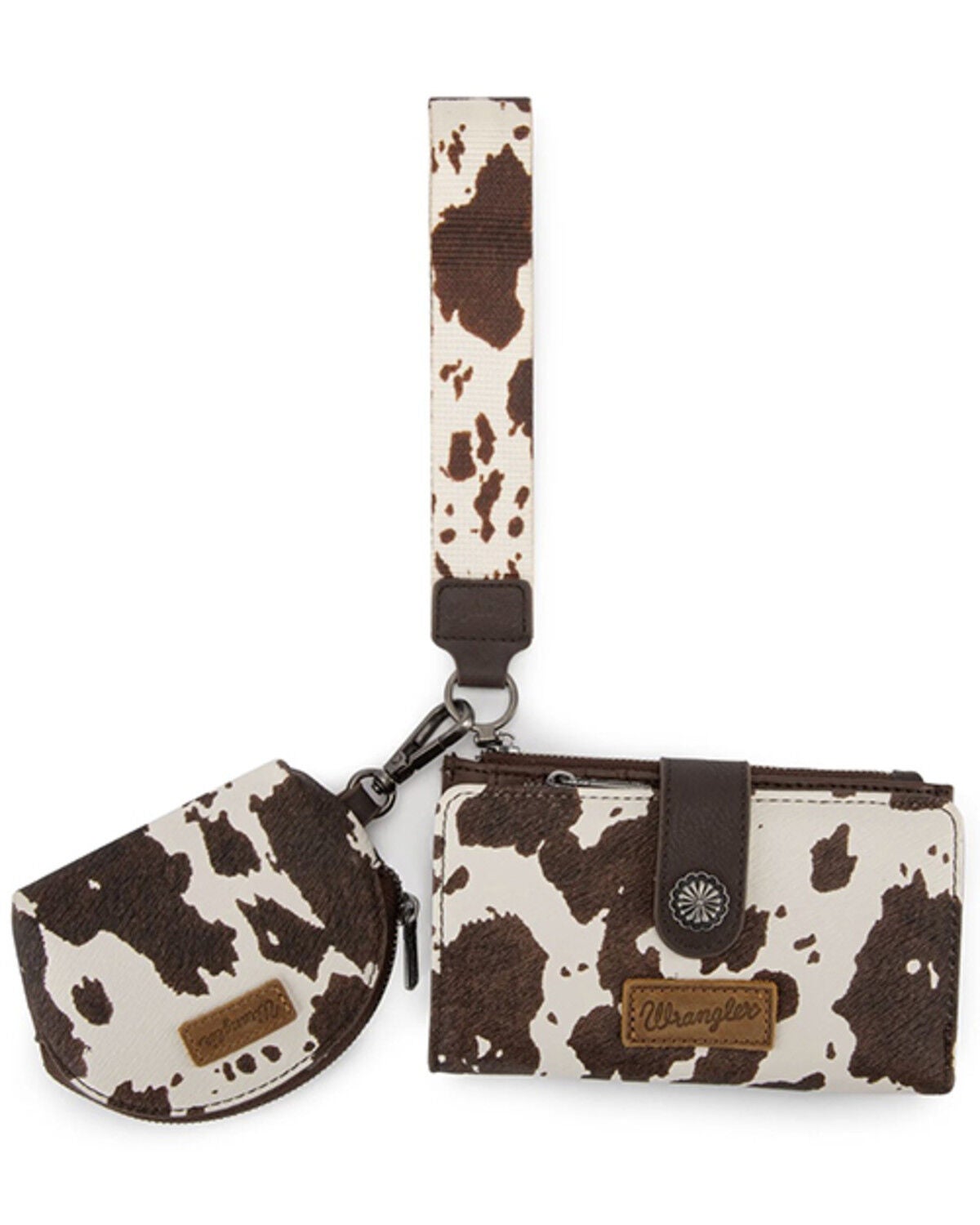 Image #1 - Wrangler Women's Cow Print Wallet, Coffee, hi-res