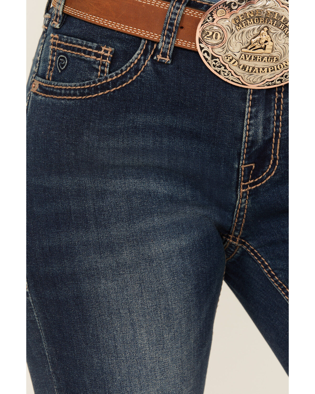 Image #2 - Panhandle Women's Dark Wash Mid Rise Bootcut Stretch Riding Jeans, Dark Wash, hi-res