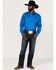 Image #2 - RANK 45® Men's Solid Basic Twill Logo Long Sleeve Button-Down Western Shirt , Royal Blue, hi-res