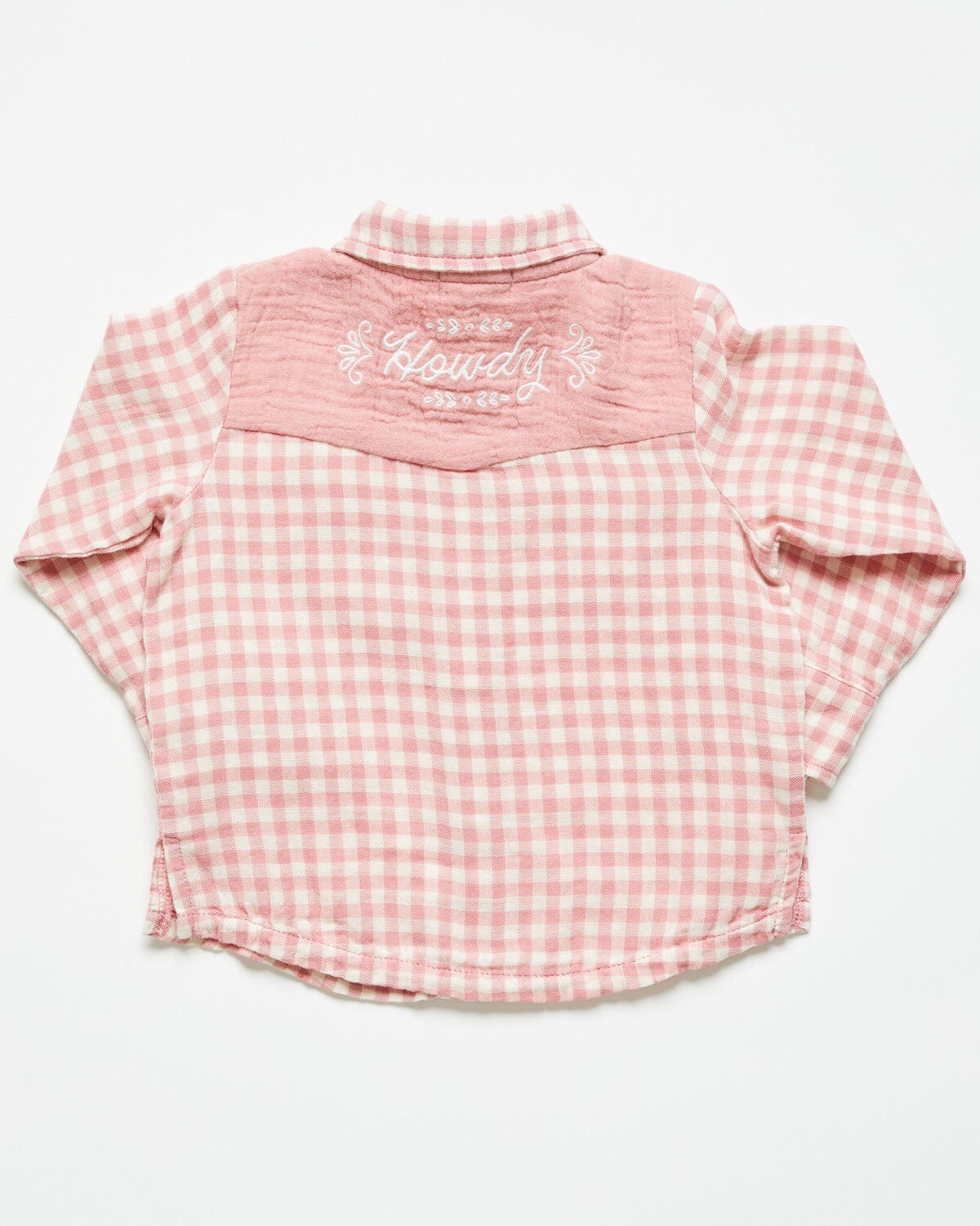 Image #3 - Angel Dear Infant Girls' Plaid Print Long Sleeve Snap Western Shirt, Pink, hi-res