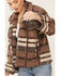 26 International Women's Brown Plaid Sherpa Zip-Front Jacket , Brown, hi-res