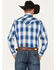 Image #4 - Ely Walker Men's Retro Plaid Print Long Sleeve Snap Western Shirt, Blue, hi-res