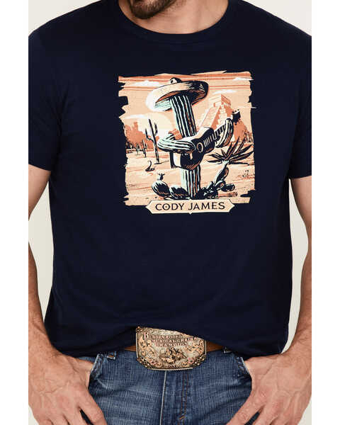 Image #3 - Cody James Men's Cactus Player Graphic Short Sleeve T-Shirt , Navy, hi-res