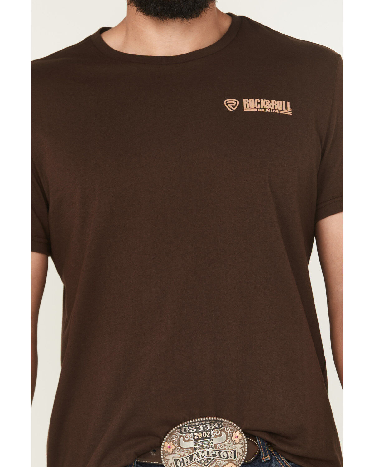 Image #4 - Rock & Roll Denim Men's Bronc Rider Short Sleeve Graphic T-Shirt, Dark Brown, hi-res