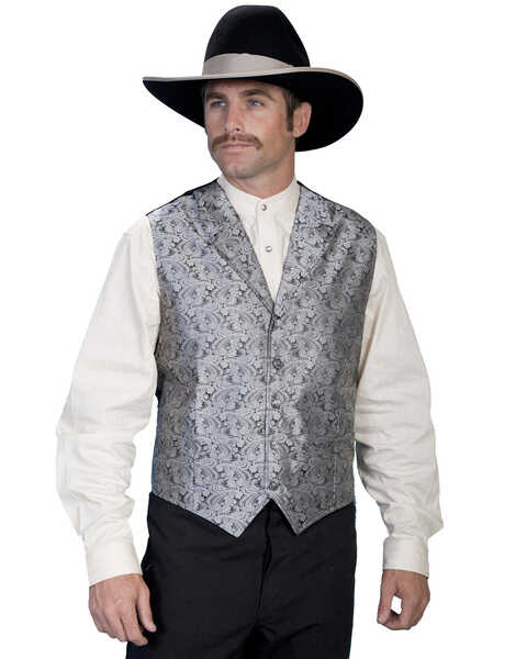 Image #1 - Rangewear by Scully Black Paisley Button Vest, Grey, hi-res