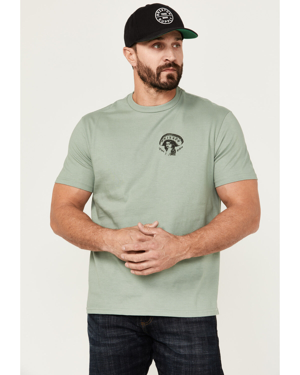 Image #2 - Brixton Men's Vive Libre Short Sleeve Graphic T-Shirt, Medium Green, hi-res
