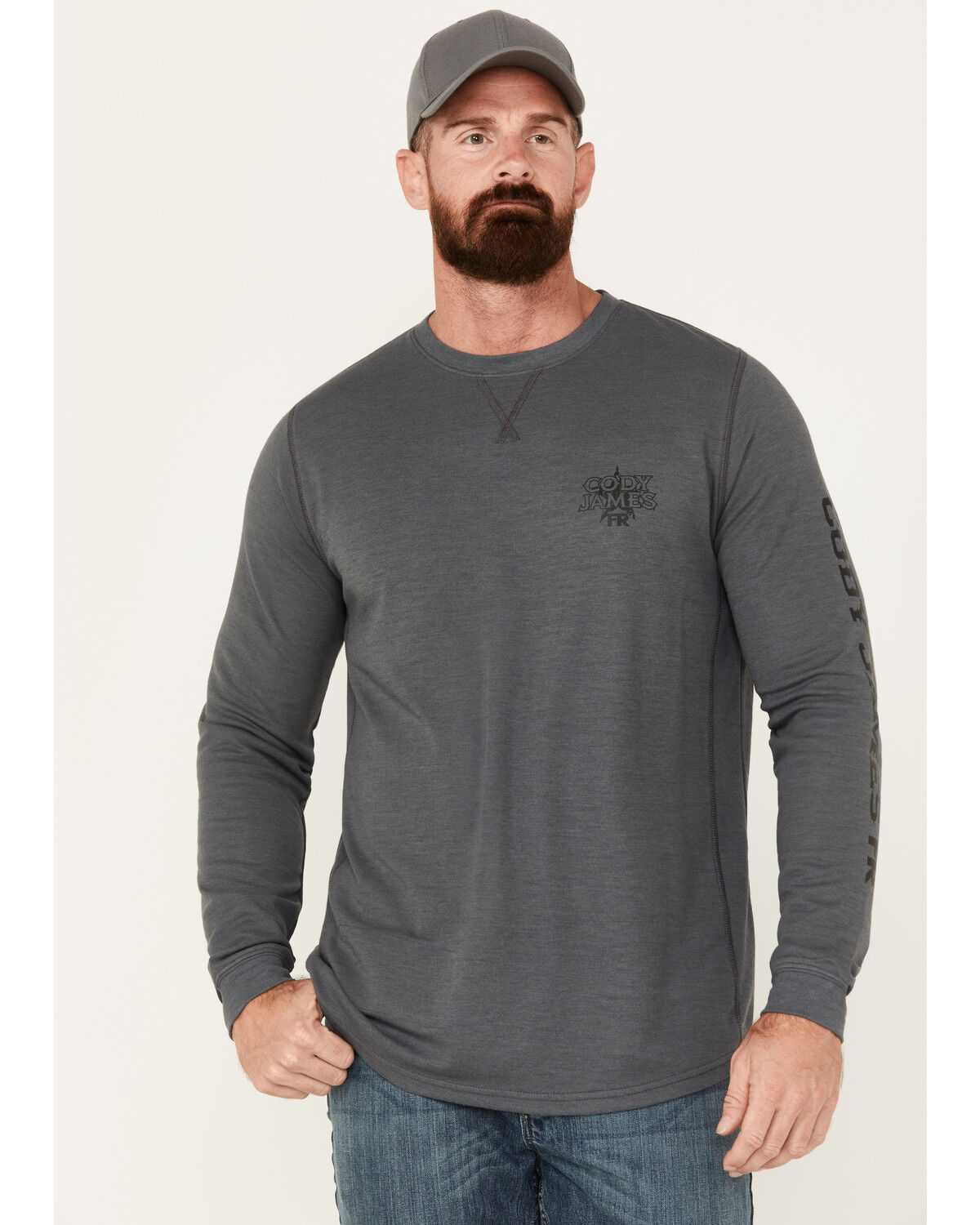 Image #1 - Cody James Men's FR Long Sleeve Graphic Work T-Shirt, Charcoal, hi-res