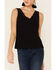 Shyanne Women's Black Ladder Lace Trim Tank Top , Black, hi-res