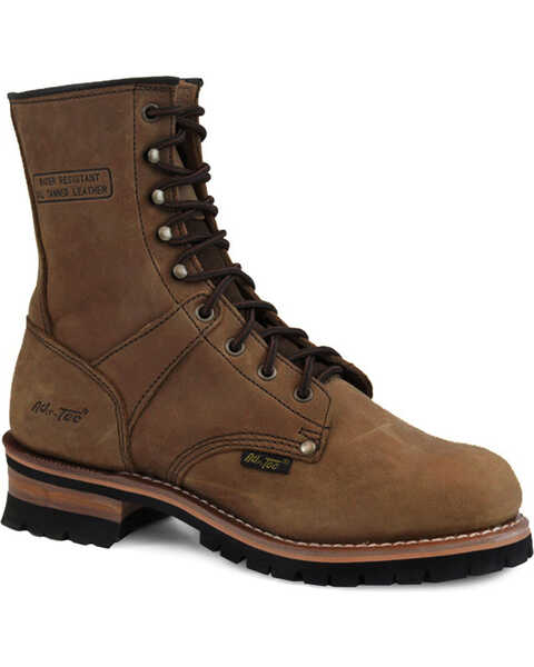 AdTec Men's Logger 9" Work Boots - Soft Toe, Brown, hi-res
