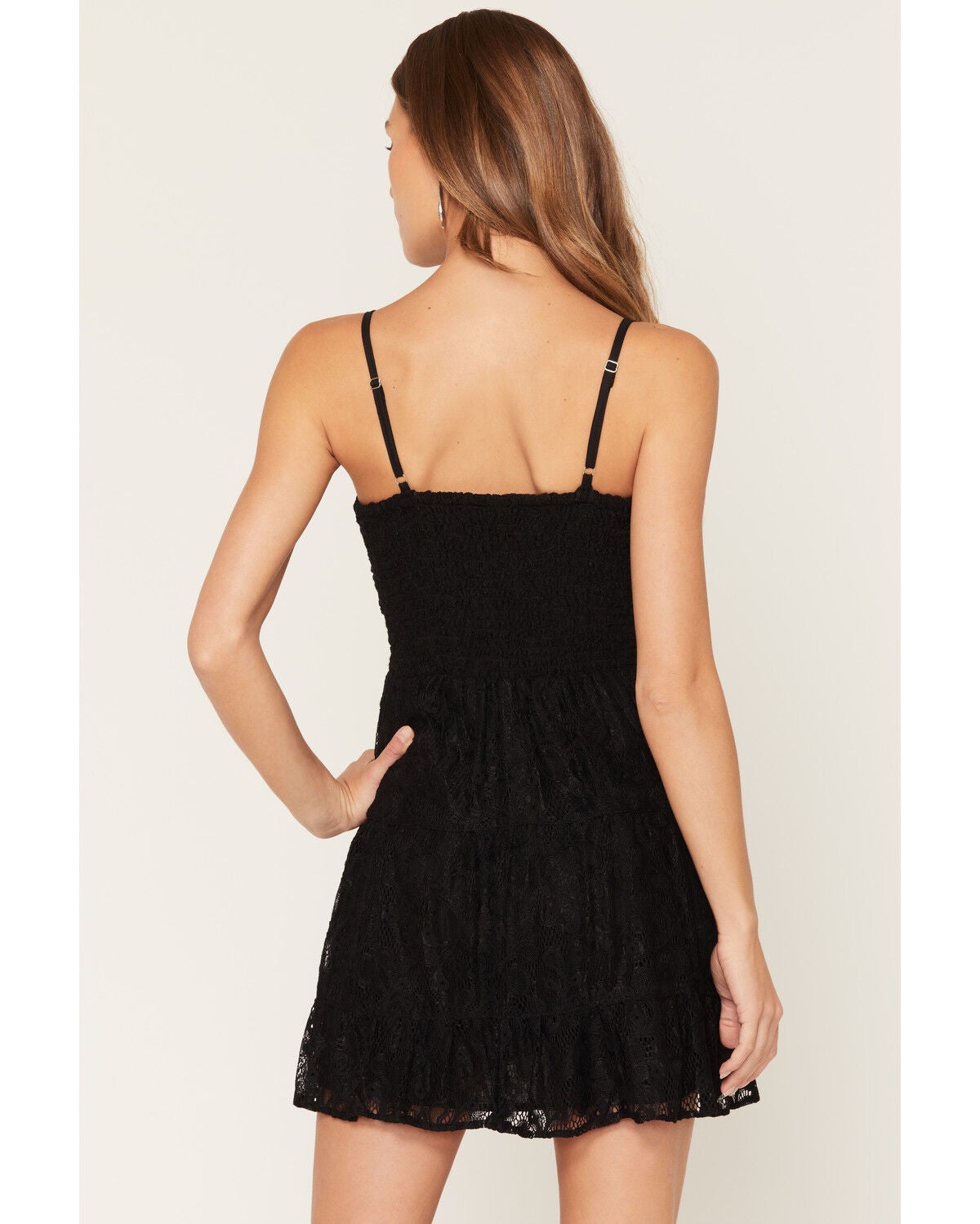 Image #4 - Angie Women's Lace Sleeveless Mini Dress, Black, hi-res