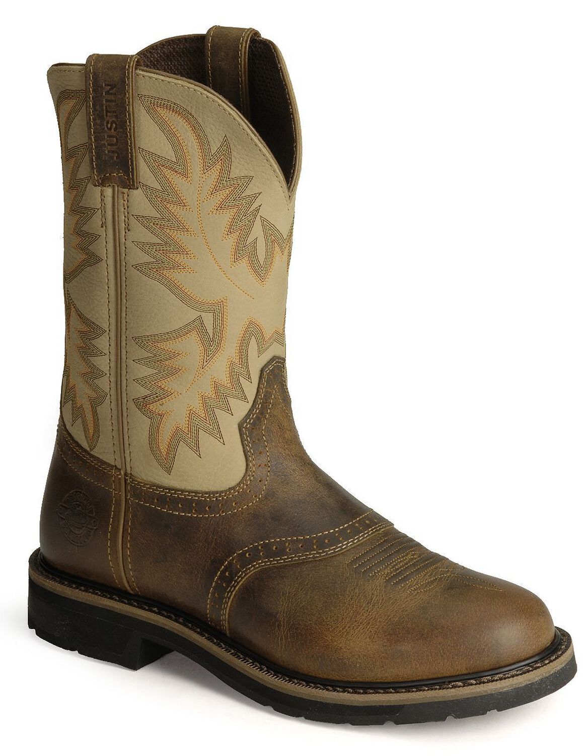 Image #1 - Justin Men's Stampede Superintendent Work Boots - Steel Toe, Brown, hi-res