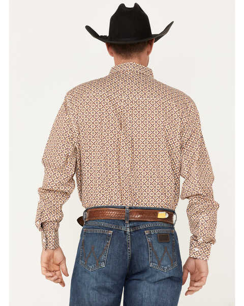 Image #4 - RANK 45® Men's Stirrup Geo Print Long Sleeve Western Button-Down Shirt , Light Red, hi-res