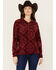 Image #1 - Cinch Women's Southwestern Print Polar Fleece Pullover, Red, hi-res