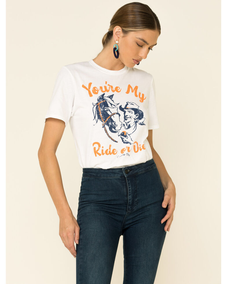 Country Deep Women's You're My Ride Or Die Graphic Tee , White, hi-res