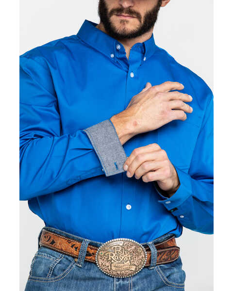 Image #4 - Cody James Core Solid Twill Long Sleeve Western Shirt , Navy, hi-res