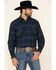 Rough Stock By Panhandle Men's Larkspur Ombre Plaid Long Sleeve Western Shirt , Black, hi-res