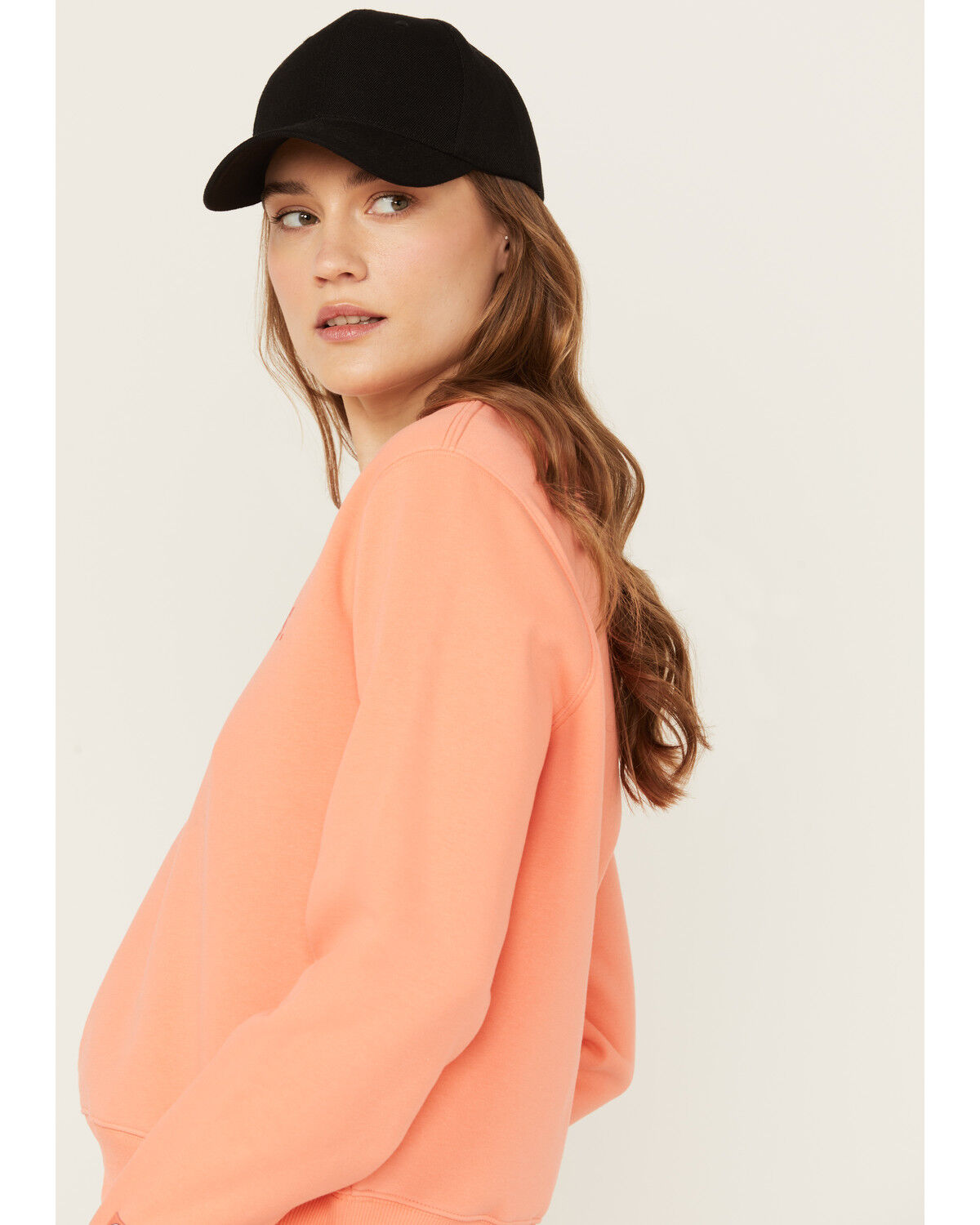 Image #2 - Dickies Women's Heavyweight Woodman Logo Pullover, Coral, hi-res